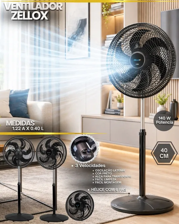 Ventilador de Coluna Zellox - 40cm