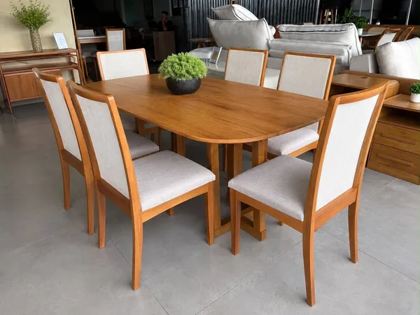 MESA LUMIA 1,80 X 90 C/ 6 CADEIRAS LARA