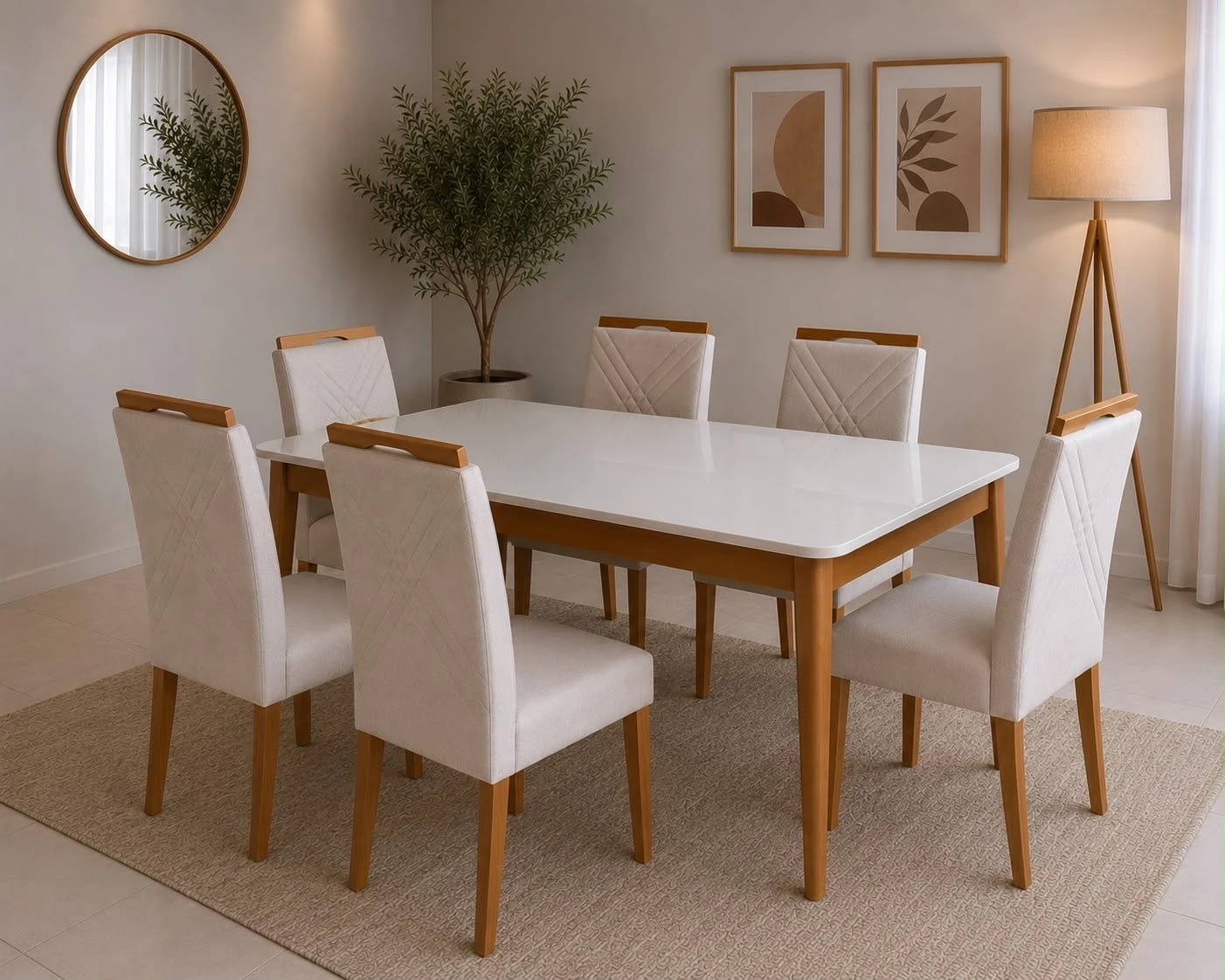 MESA JADE 160 X 90 C/ 6 CADEIRAS SIMONE - 1