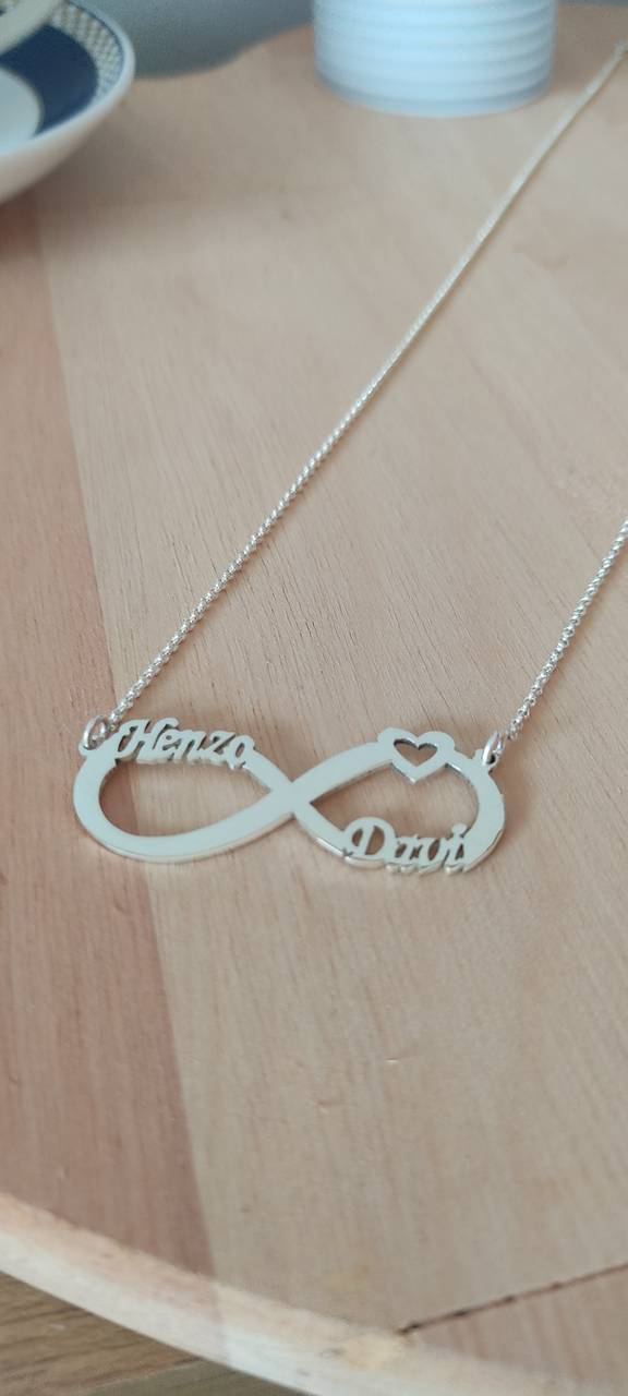 Colar personalizado infinito/coração Vazado Prata 925 - imagem 2