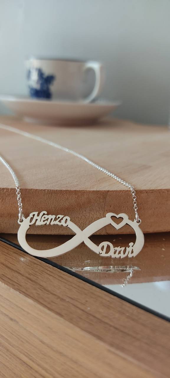 Colar personalizado infinito/coração Vazado Prata 925