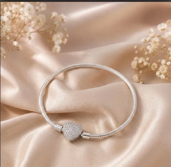 PULSEIRA PARA BERLOQUE CORAÇÃO CRAVEJADO  INSPIRAÇÃO: 2.4mm 17cm