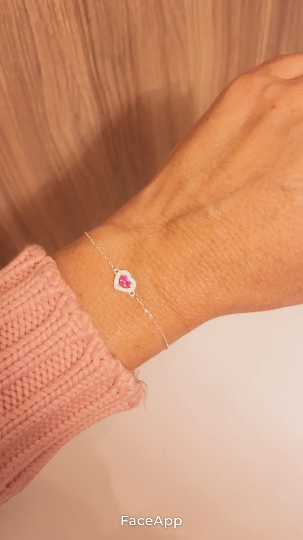 Pulseira coração cravejado em prata 925 - 1