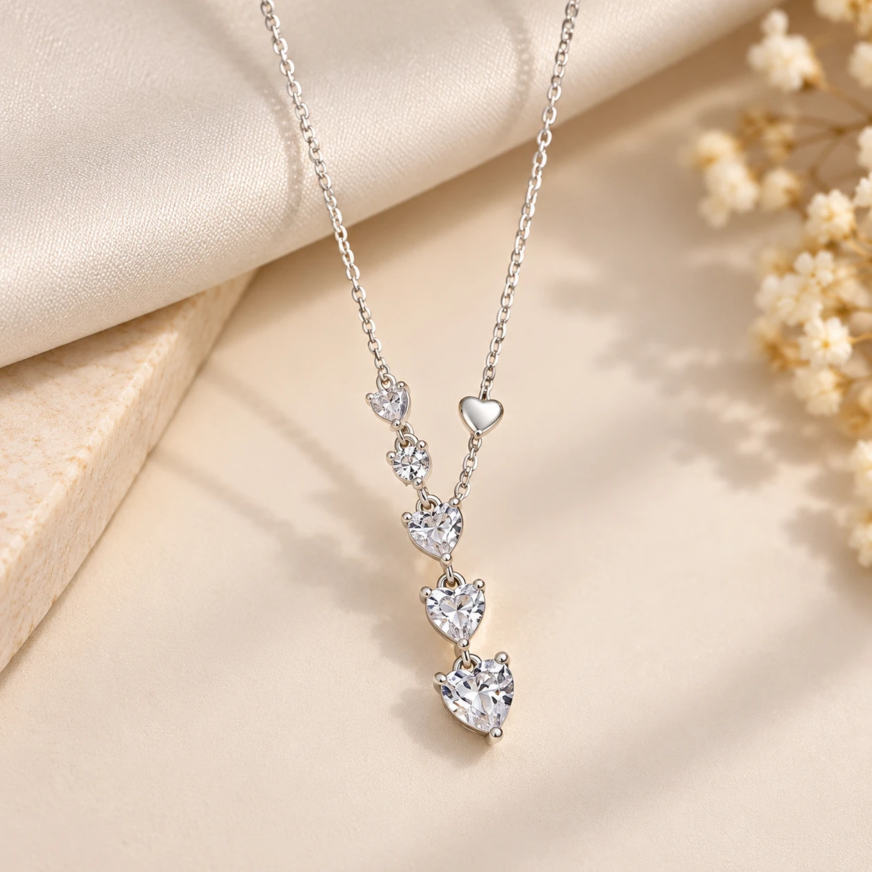 GARGANTILHA 5 CORAÇÕES ZIRCONIAS - 1