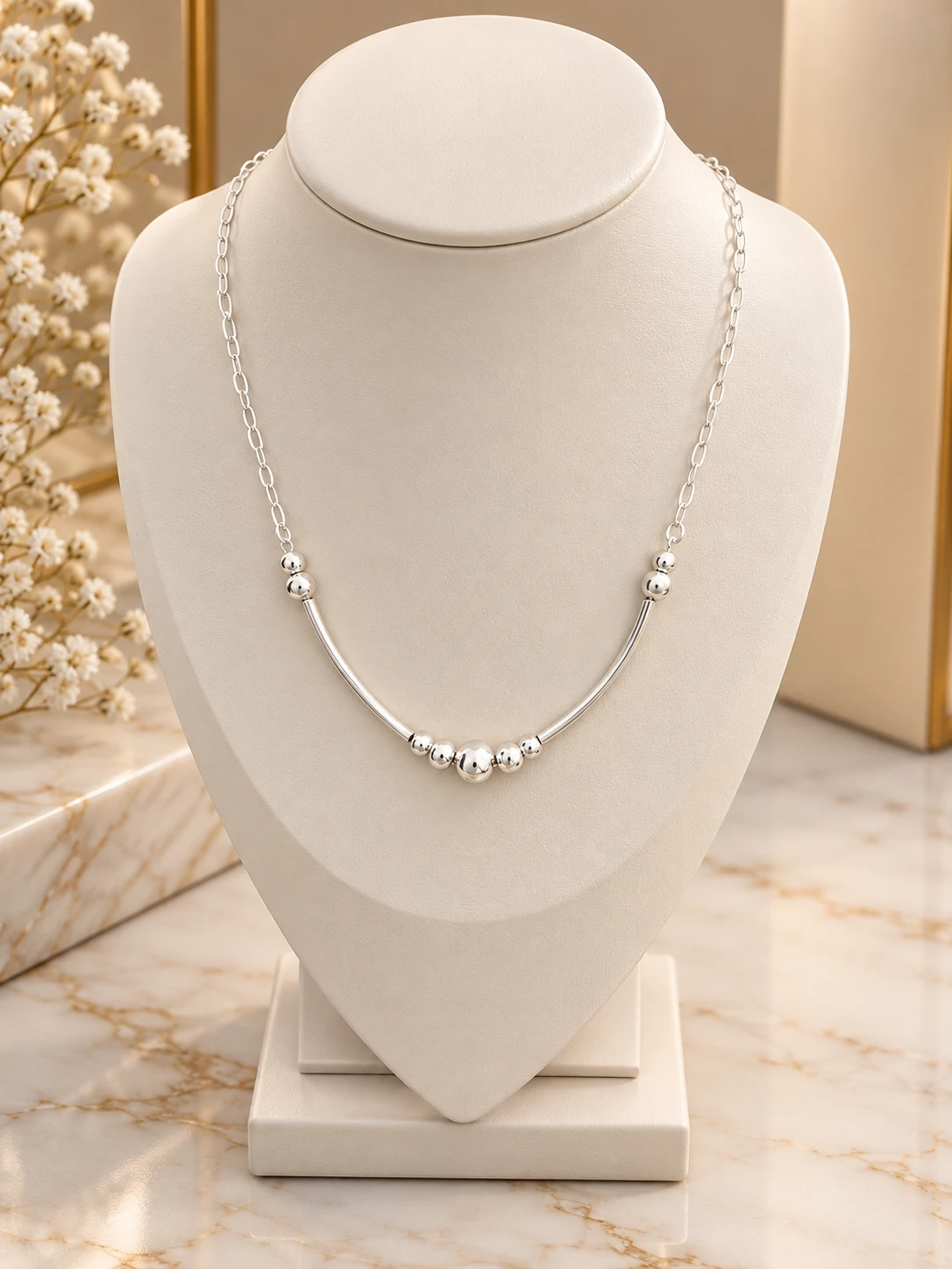  Choker 45cm de bola prata 925 - 1