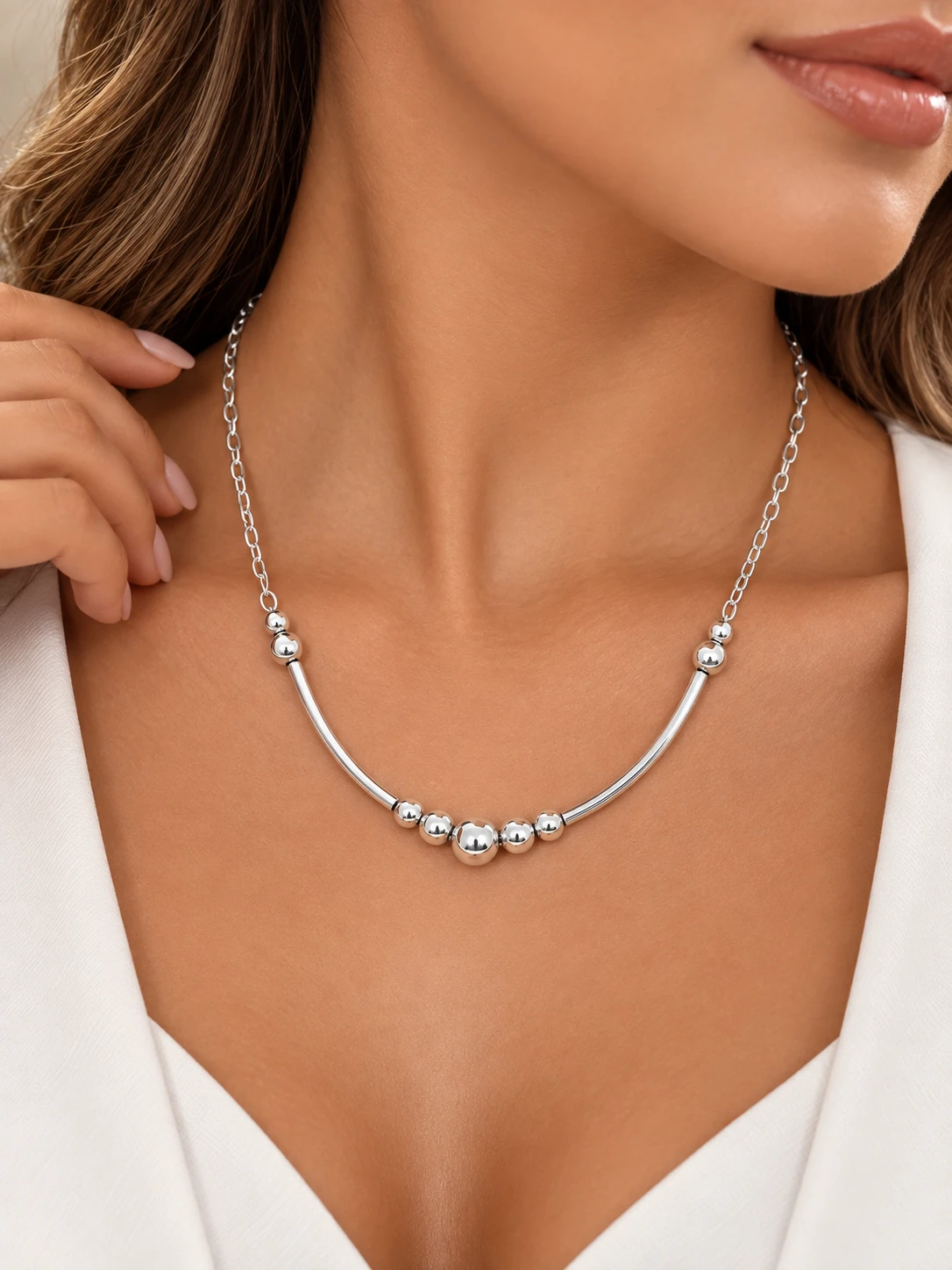  Choker 45cm de bola prata 925 - 2