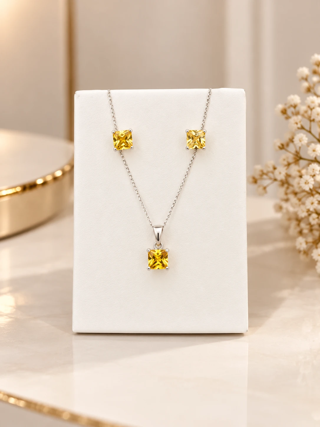Conjunto amarelo na corrente 45cm - 1