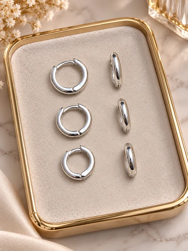 Trio argola click M Prata 925
