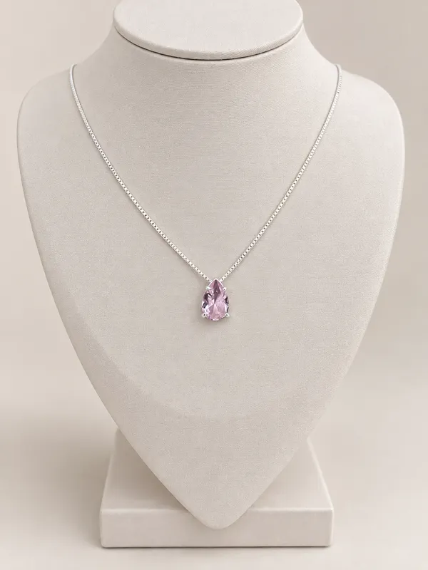 Colar gota zircônia rosa