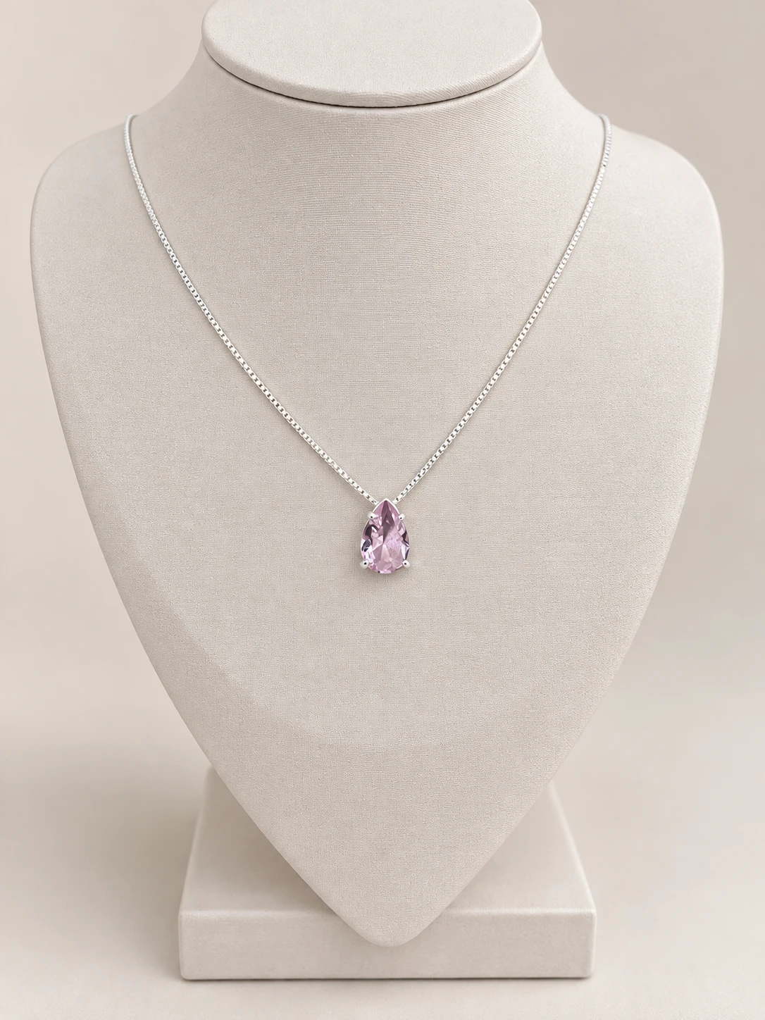 Colar gota zircônia rosa - 1