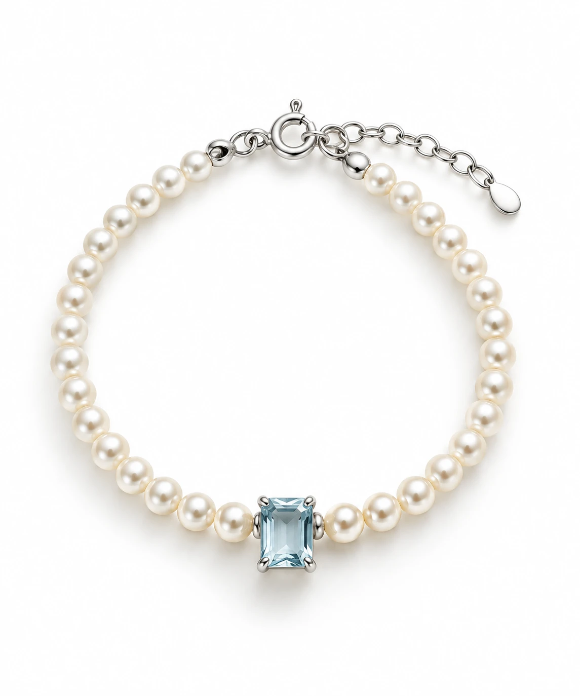 Pulseira de Pérolas com Pedra Azul - 1