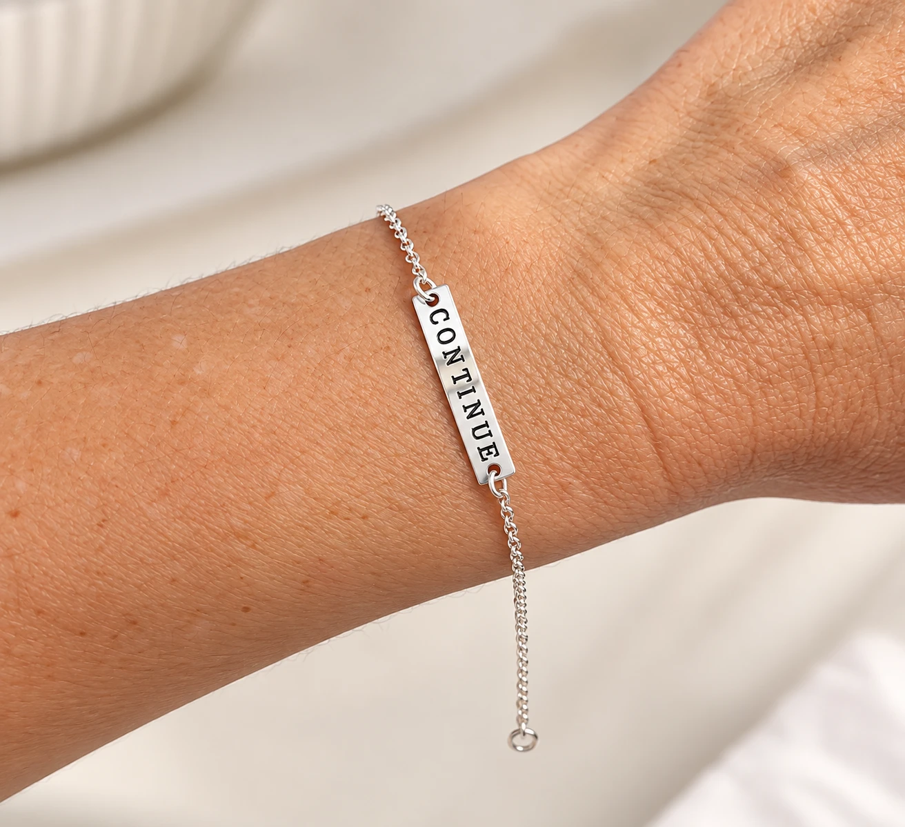 Pulseira placa escrita em prata 925 - 2