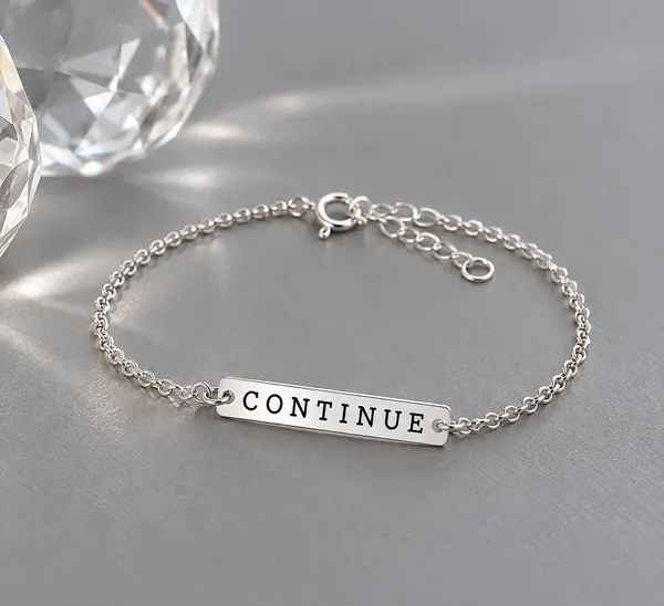 Pulseira placa escrita em prata 925
