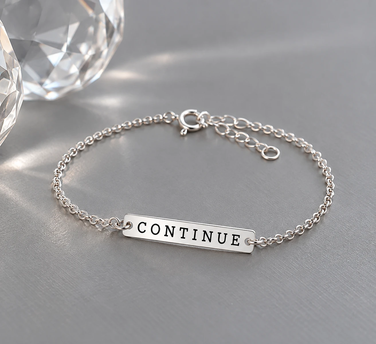 Pulseira placa escrita em prata 925 - 1