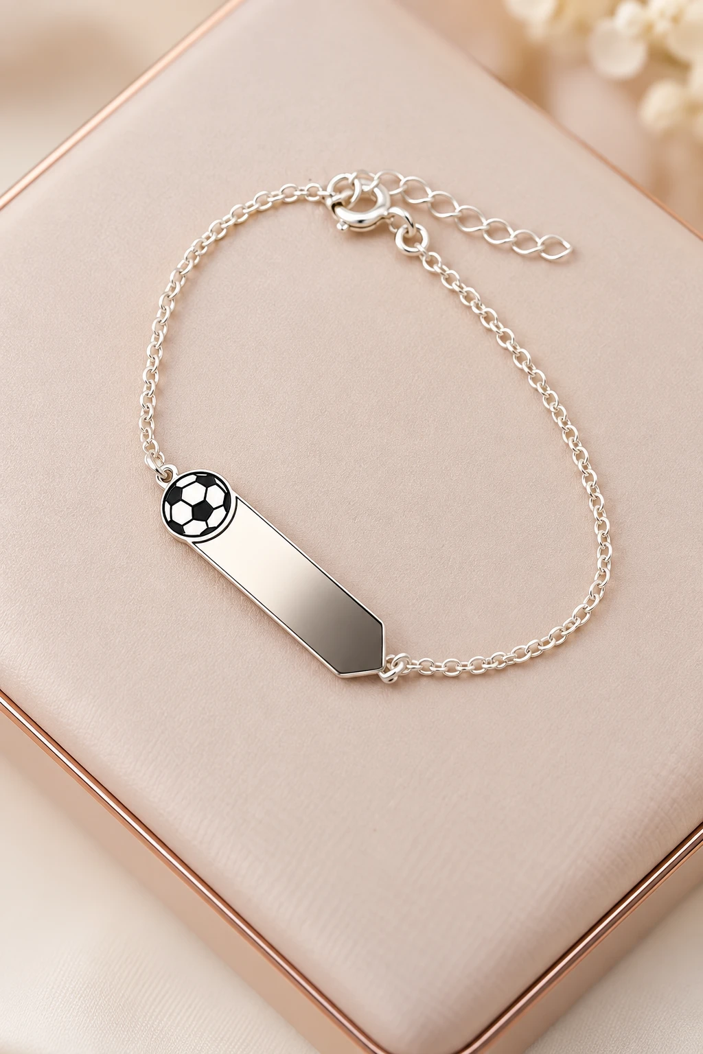 Pulseira plaquinha 14cm prata 925 - 1