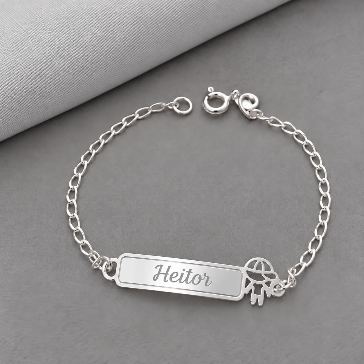 PULSEIRA PLAQUINHA MENINO INFANTIL PRATA 925 - 1