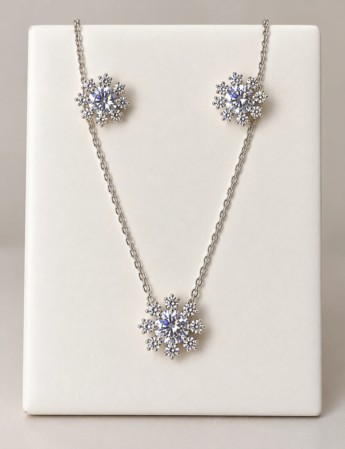 Conjunto Colar e Brinco Snowflake  prata 925 - 1