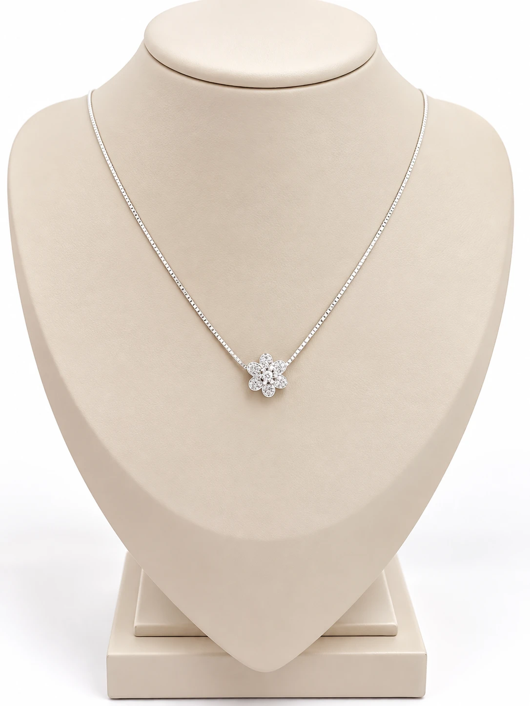 Colar flor cravejado em prata 925 - 1