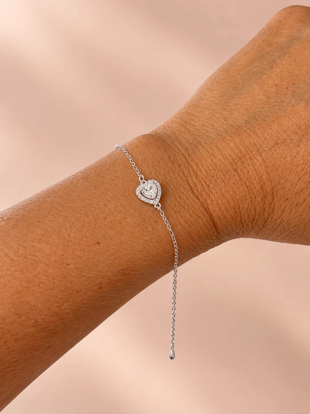 Pulseira coração de em prata 925 - 2