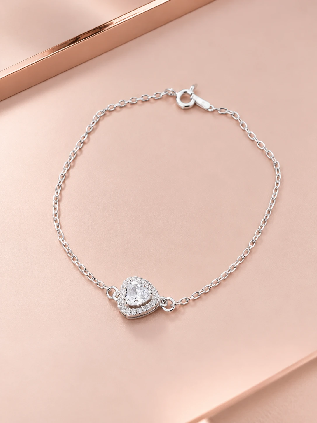 Pulseira coração de em prata 925 - 1
