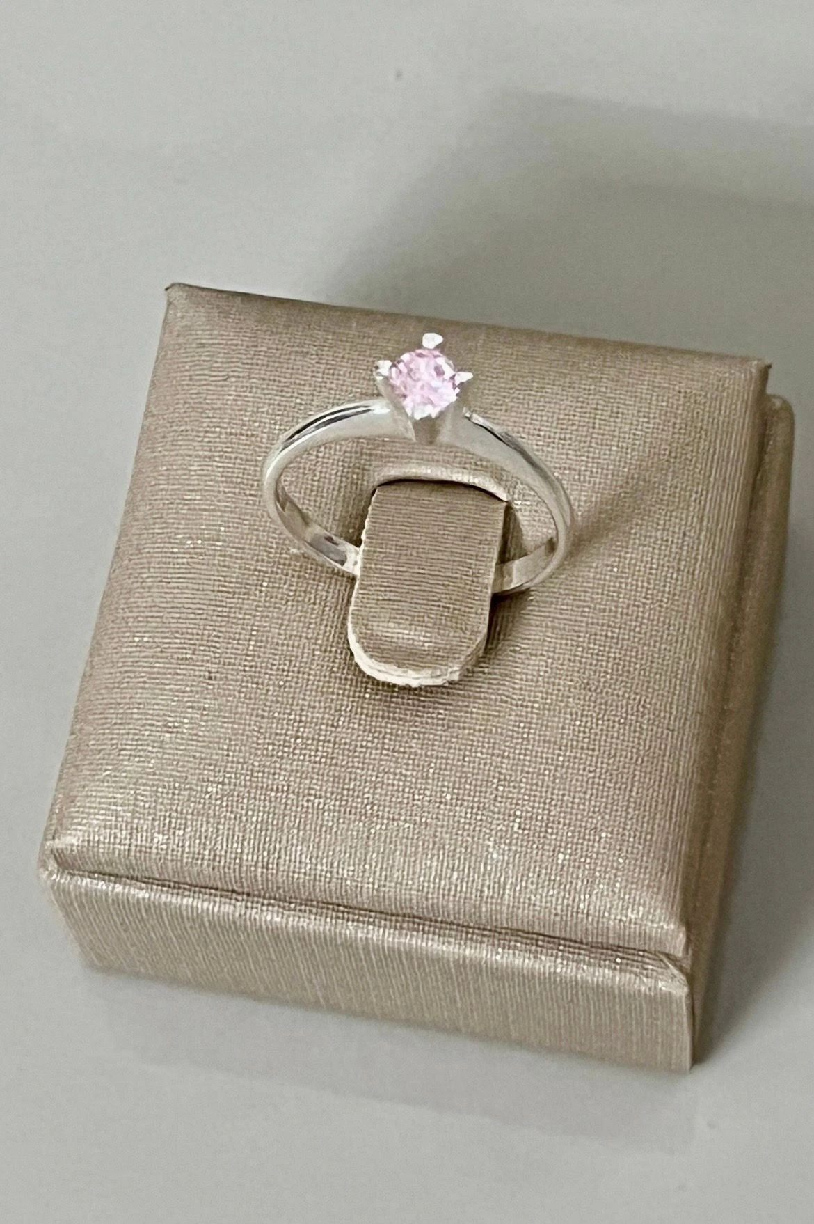 Solitário na cor rosa prata 925 - 1
