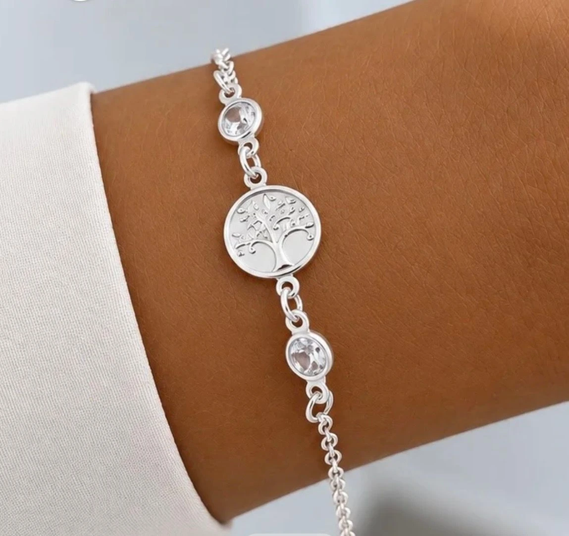 Pulseira árvore da vida e zirconias Prata 925 - 1