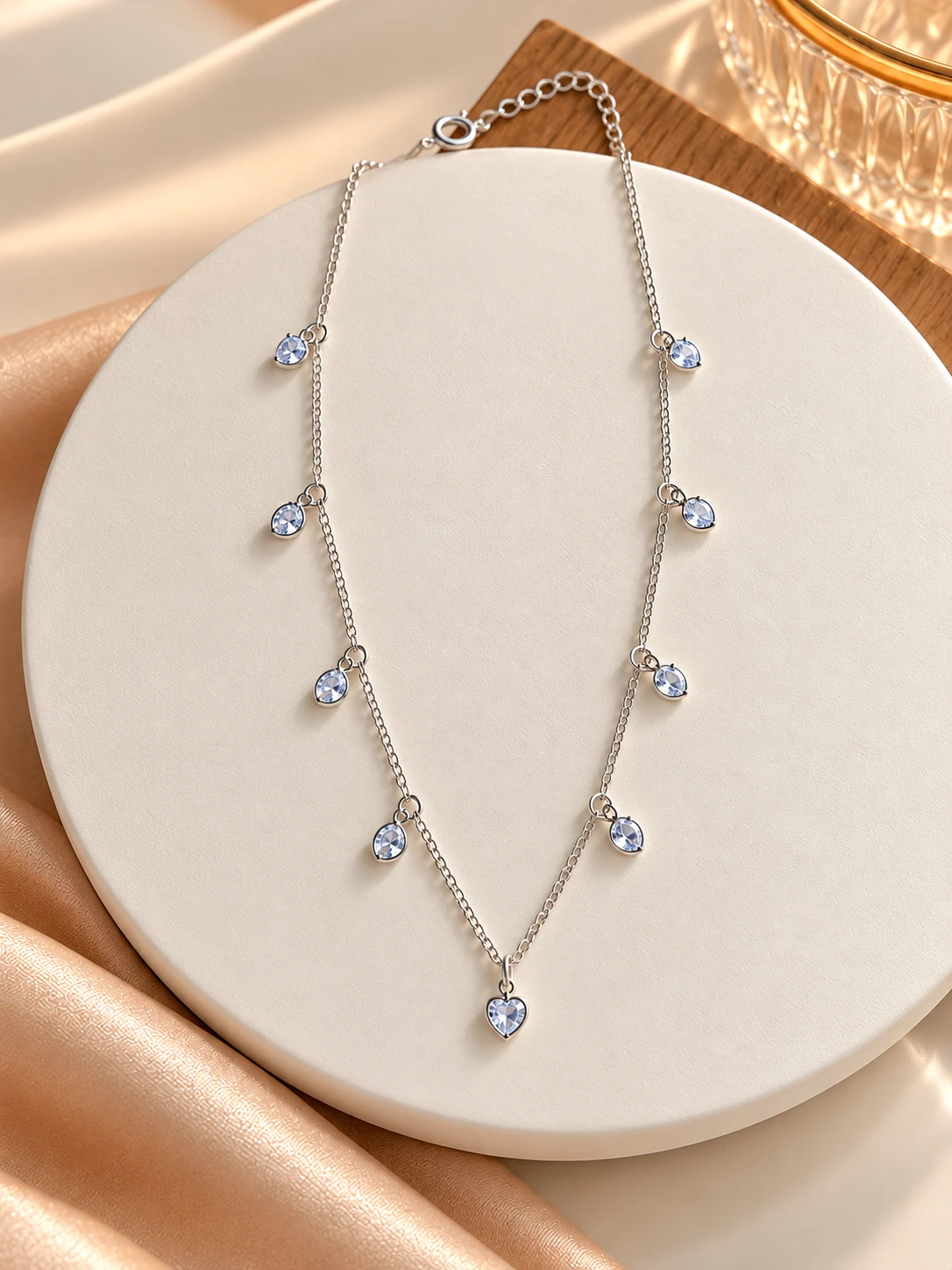 Choker coração pendurado 45cm em prata 925 - 2