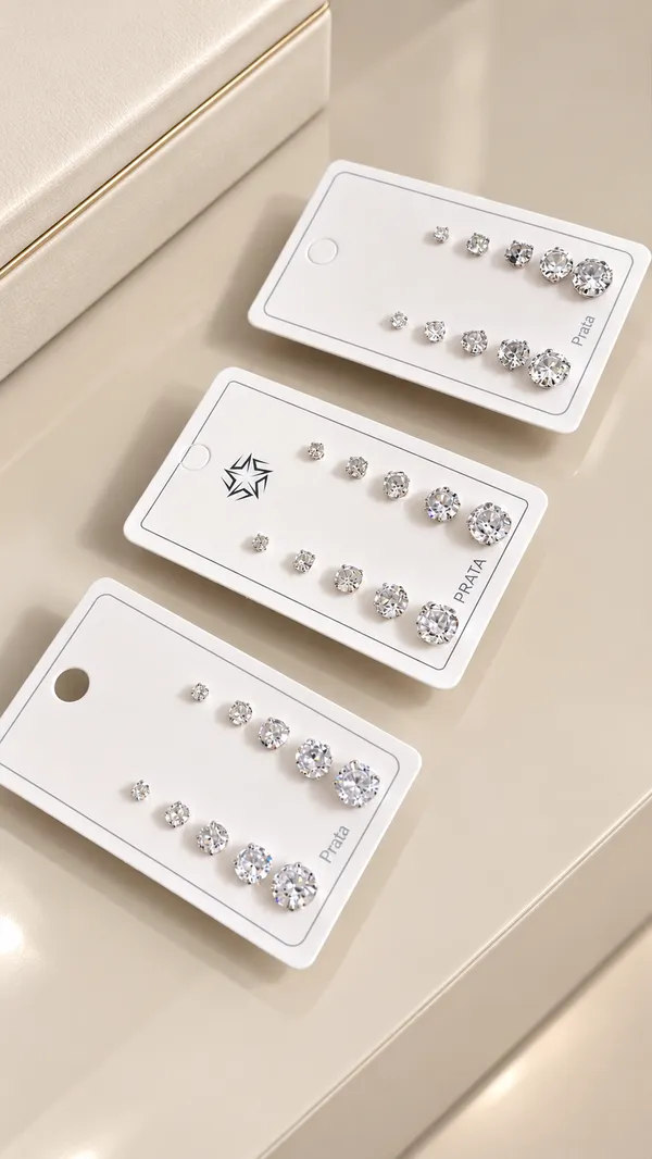 Kit com 5 pares de brinco • prata 925