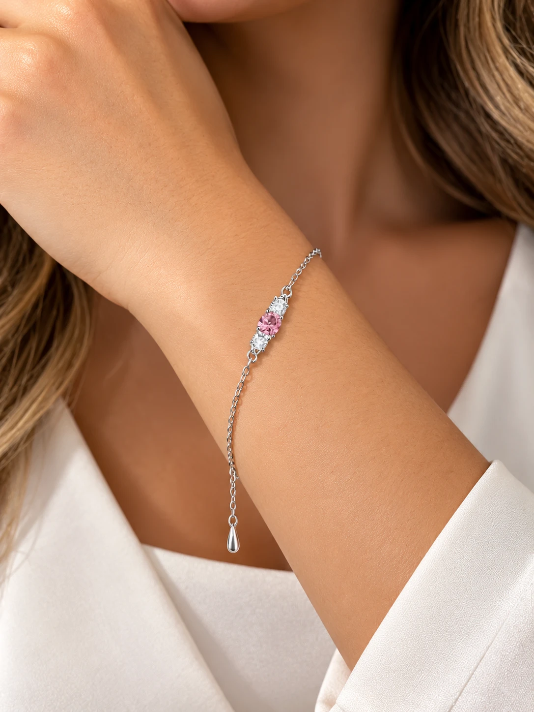 Pulseira com 3 zircônias em prata 925 - 2