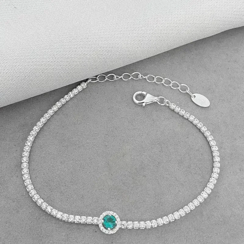 Pulseira Riviera com zircônia verde  - 1