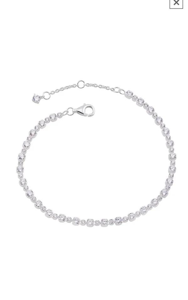 PULSEIRA PRATA RIVIERA CRISTAL REDONDA INTERCALADA 3X2MM 17+3 EXTENSOR