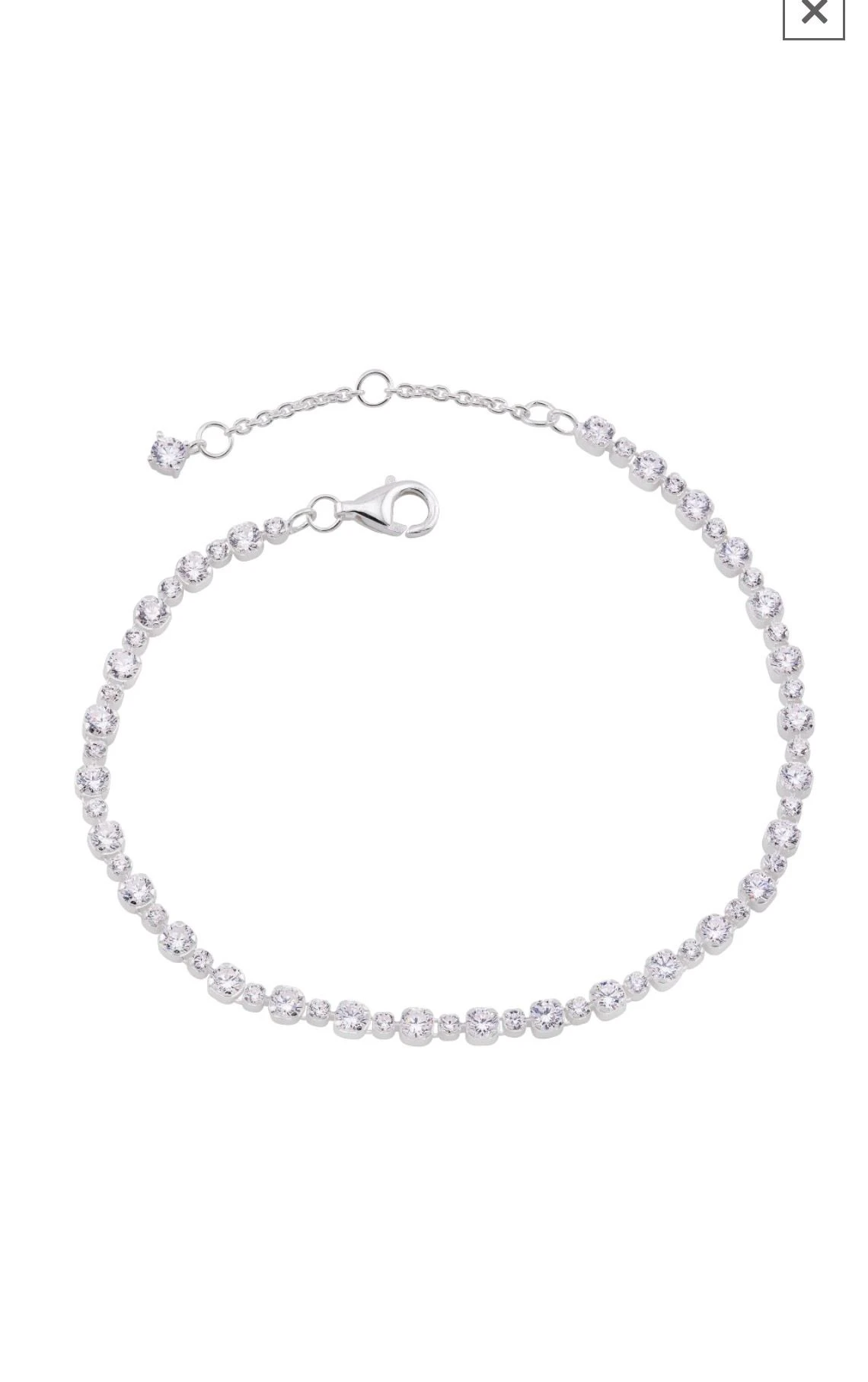 PULSEIRA PRATA RIVIERA CRISTAL REDONDA INTERCALADA 3X2MM 17+3 EXTENSOR - 1
