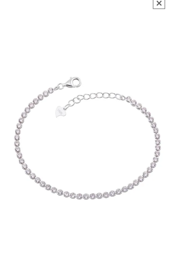 PULSEIRA PRATA RIVIERA CRISTAL REDONDA 3MM 17+3CM EXTENSOR