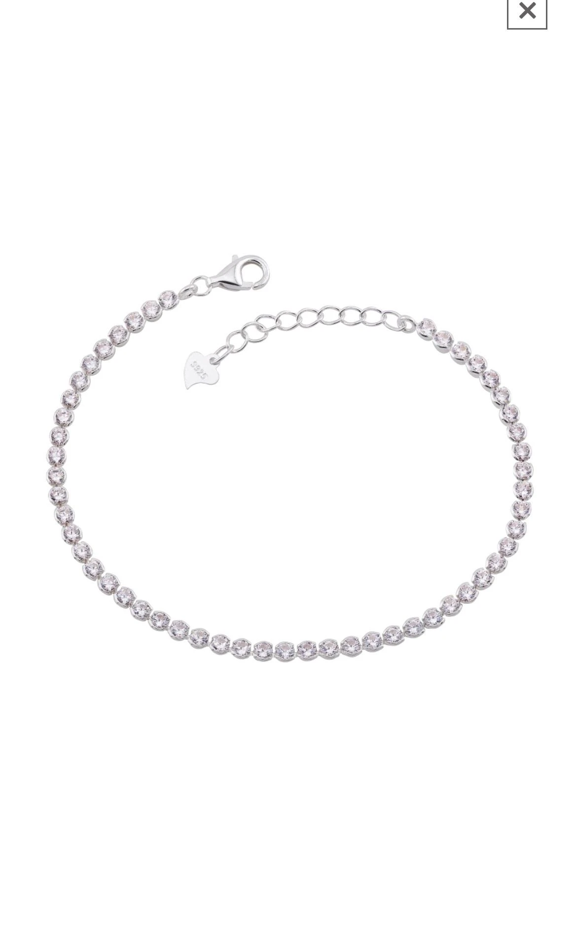 PULSEIRA PRATA RIVIERA CRISTAL REDONDA 3MM 17+3CM EXTENSOR - 1