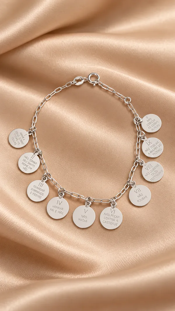 Pulseira 10 mandamentos em prata 925