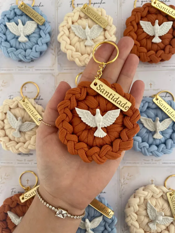 MEDALHA com acrílico retangular - Escrita SANTIDADE OU PROSPERIDADE - BATIZADO, EUCARISTIA, CRISMA - imagem 2