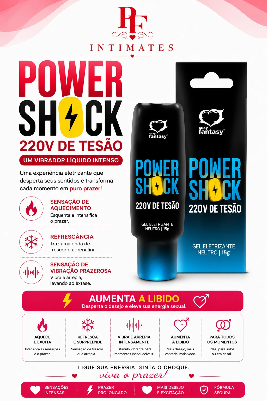POWER SHOCK VIBRADOR EM GEL - 1
