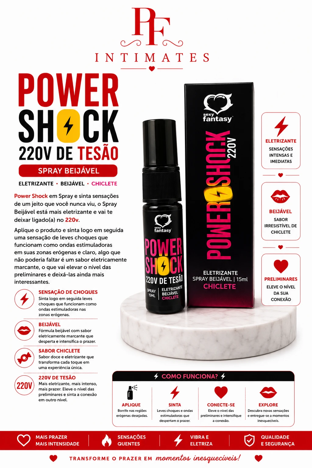 POWER SHOCK CHICLETE VIBRADOR EM SPRAY  - 1