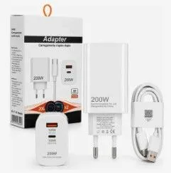 Carregador Turbo 200w Inteligente Usb-c Usb-a Bivolt