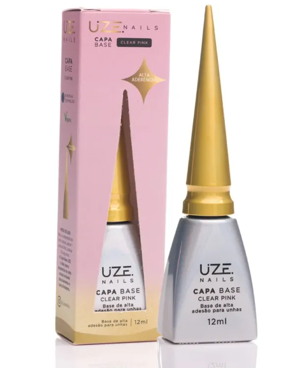 ✨ Capa Base Clear Pink Uze Nails 12ml – Aderência, Nivelamento e Fundo Rosado Natural ✨