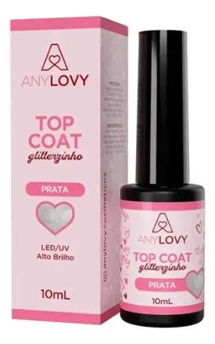 ✨ Top Coat Glitter Prata Anylovy 9g – Finalização com Glitter Prateado e Alto Brilho ✨