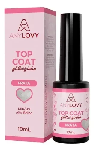 ✨ Top Coat Glitter Prata Anylovy 9g – Finalização com Glitter Prateado e Alto Brilho ✨ - 1