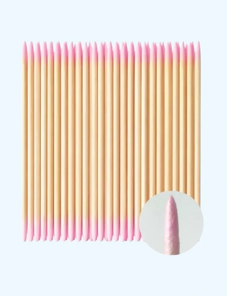 ✨ Palito Ponta de Algodão Duplo Rosa 10cm – Precisão e Higiene para Nail Design ✨ - 1