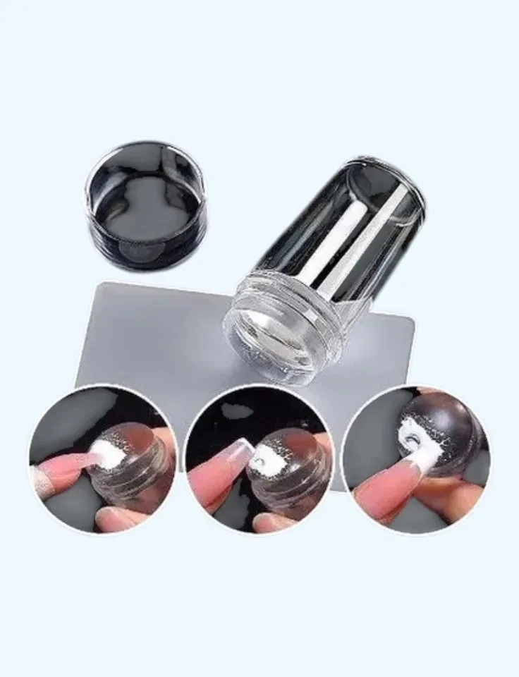 ✨ Kit Carimbo de Unha para Francesinha Silicone Transparente com Espátula – Praticidade e Precisão para Nail Design ✨ - 1