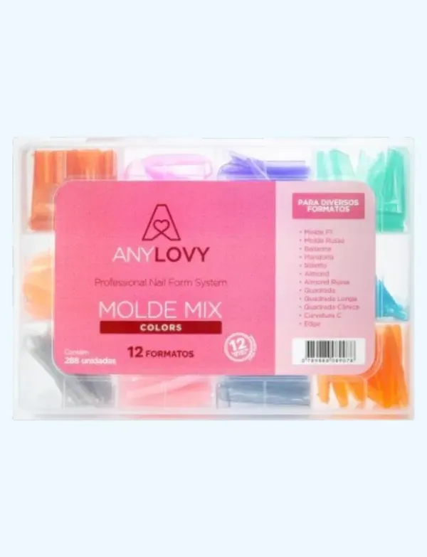 ✨ Molde F1 Mix Colors Anylovy 288 Unidades – 12 Formatos Profissionais para Alongamentos Perfeitos ✨