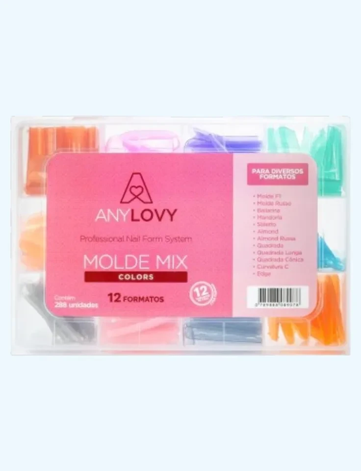 ✨ Molde F1 Mix Colors Anylovy 288 Unidades – 12 Formatos Profissionais para Alongamentos Perfeitos ✨ - 1