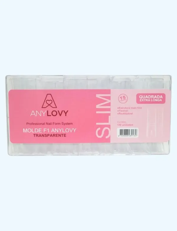 ✨ Molde F1 Slim Quadrada Extra Longa Anylovy Zero Milímetro 150 Unidades – Alongamento Extremo com Precisão e Acabamento Profissional ✨