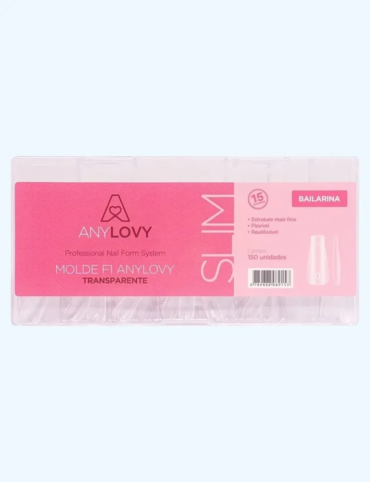 ✨ Molde F1 Slim Bailarina Transparente Zero Milímetro Anylovy 150 Unidades – Precisão Profissional e Alongamento com Curvatura Perfeita ✨ - 1