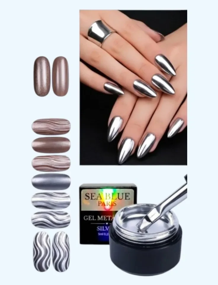 ✨ Gel Cromo Metálico Sea Blue – Efeito Espelhado Cromado e Acabamento Profissional de Alto Impacto ✨ - 1