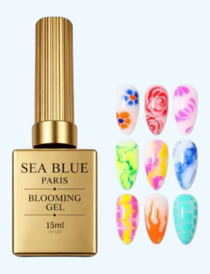 ✨ Blooming Gel Sea Blue – Efeito Esfumado Perfeito e Nail Art Criativa Profissional ✨ - 1